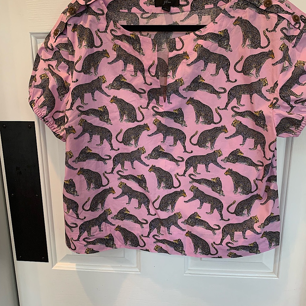 J.Crew 100% cotton shirt with cheetah print.